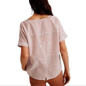 Madewell V-Neck Button-Back Top in Stripe